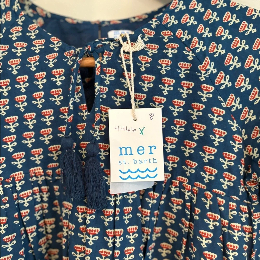 NWT Mer st Barth Sara floral print long sleeve popover dress size 8